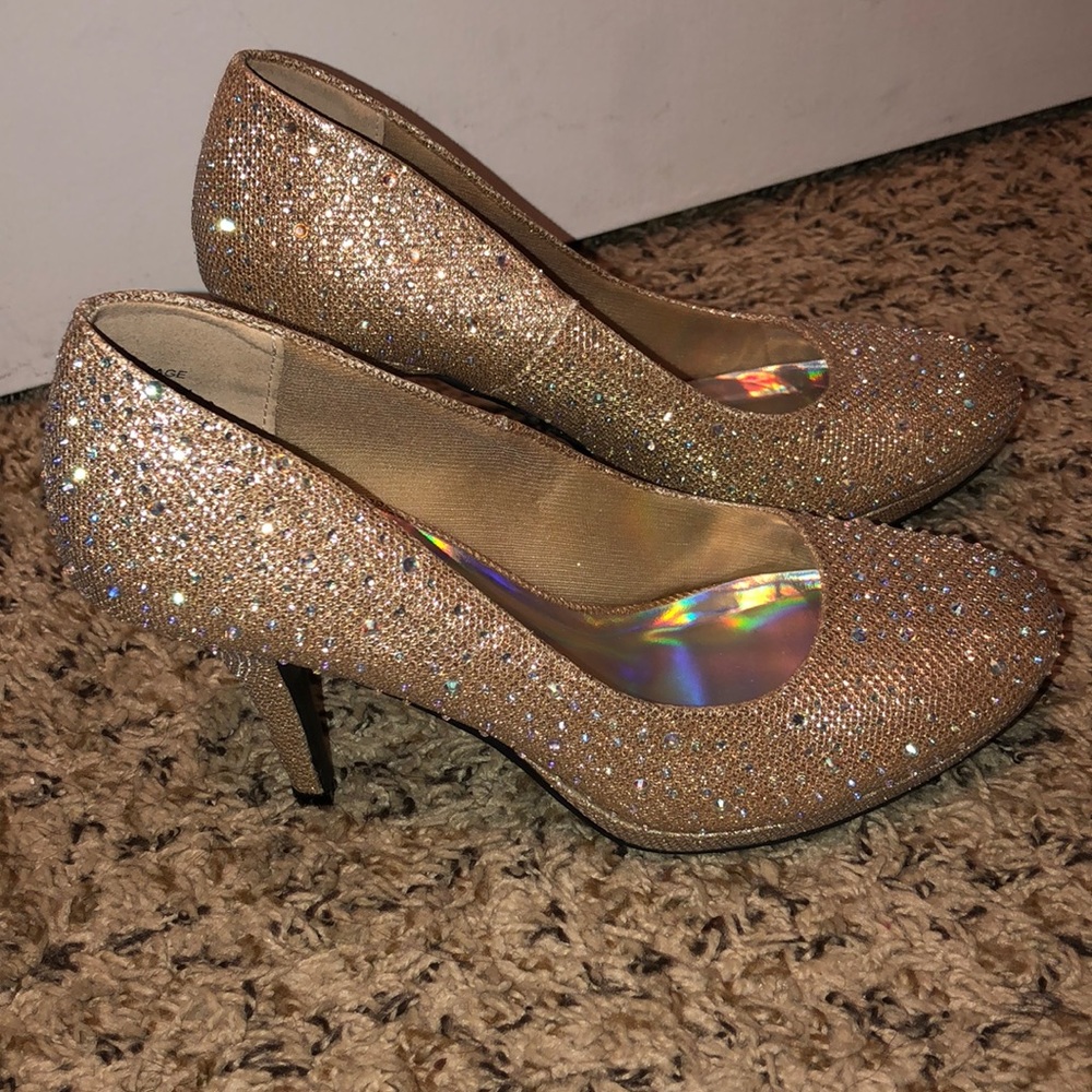 Gold Glitter Prom Heels